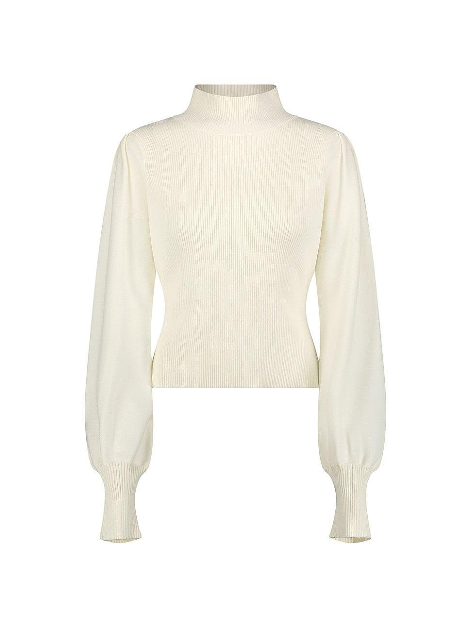 Womens Ribbed Balloon-Sleeve Top Product Image