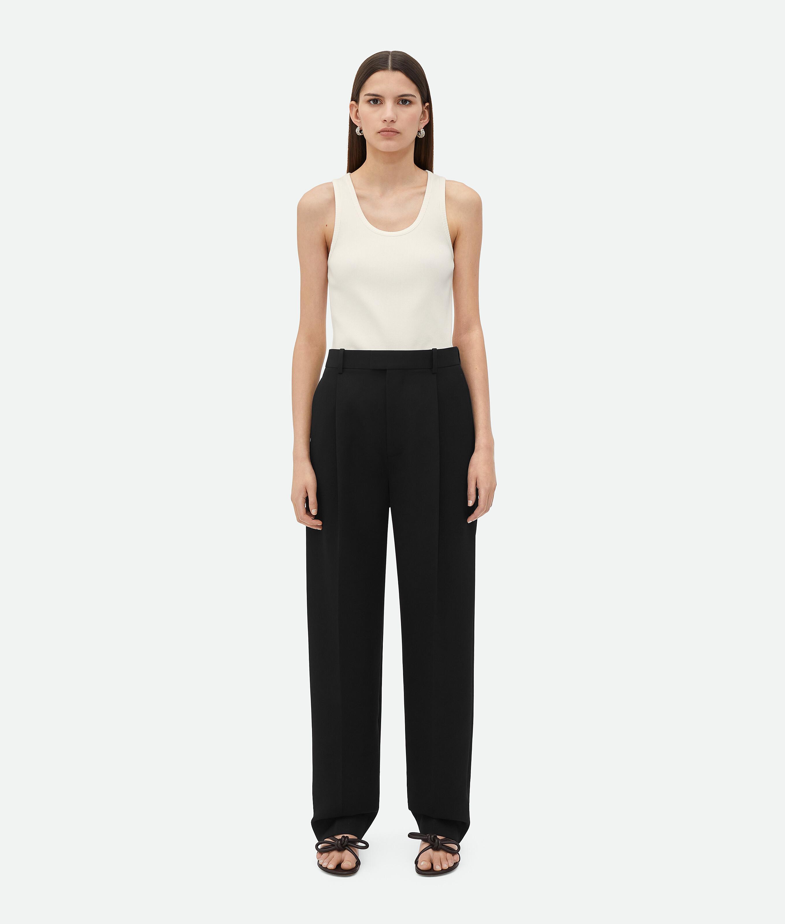 Women's Wool Grain De Poudre Trousers in Black Product Image