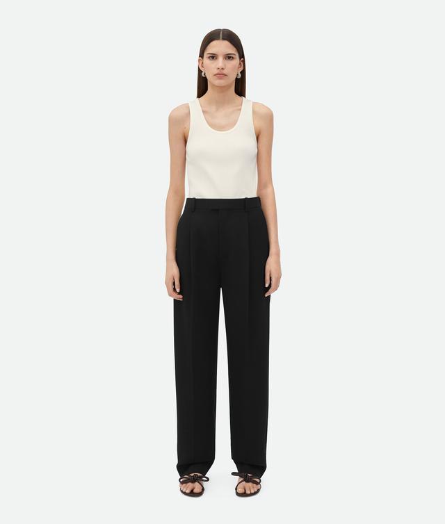 Women's Wool Grain De Poudre Trousers in Black Product Image