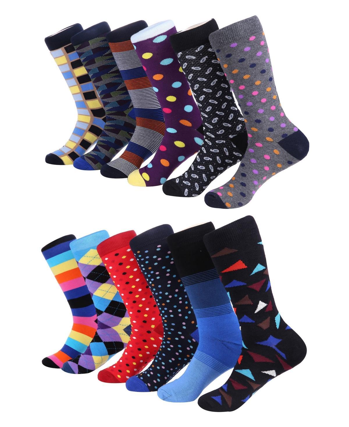 Mio Marino Mens Bold Designer Dress Socks Pack of 12 Product Image