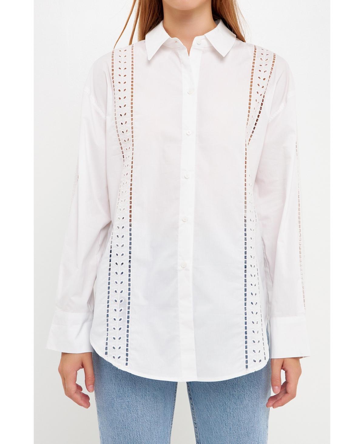 English Factory Womens Embroidery Detail Shirt Product Image