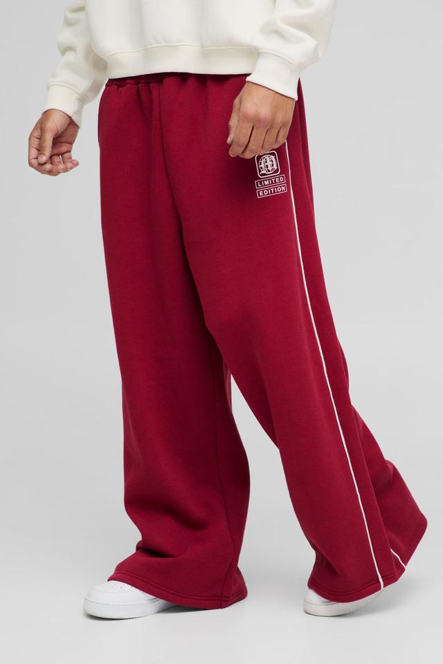 Extreme Wide Leg Printed Piping Sweatpants | boohooMAN USA Product Image