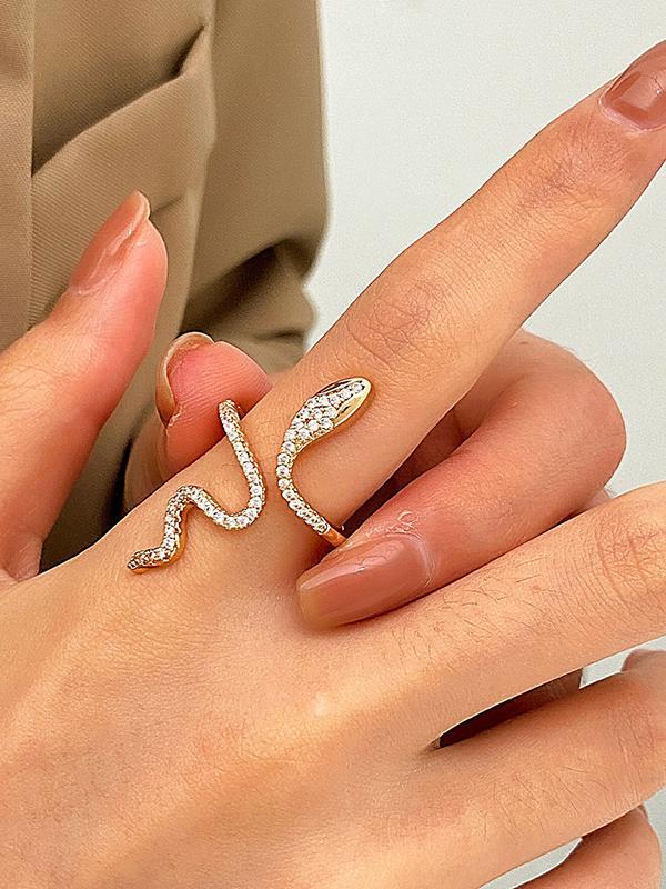 Rhinestone Snake Shape Solid Color Rings Accessories Product Image