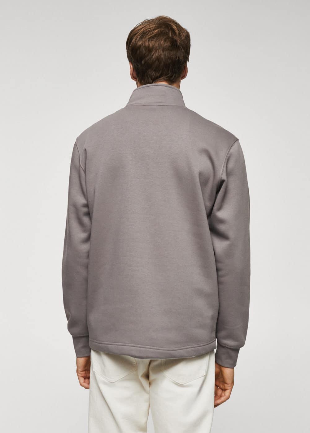 MANGO MAN - Cotton sweatshirt with zipper neck medium greyMen Product Image