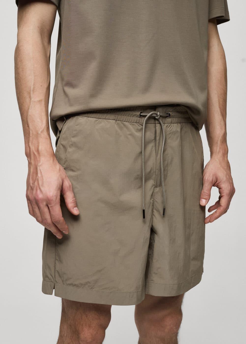 MANGO MAN - Water repellent drawstring Bermuda shorts khakiMen Product Image