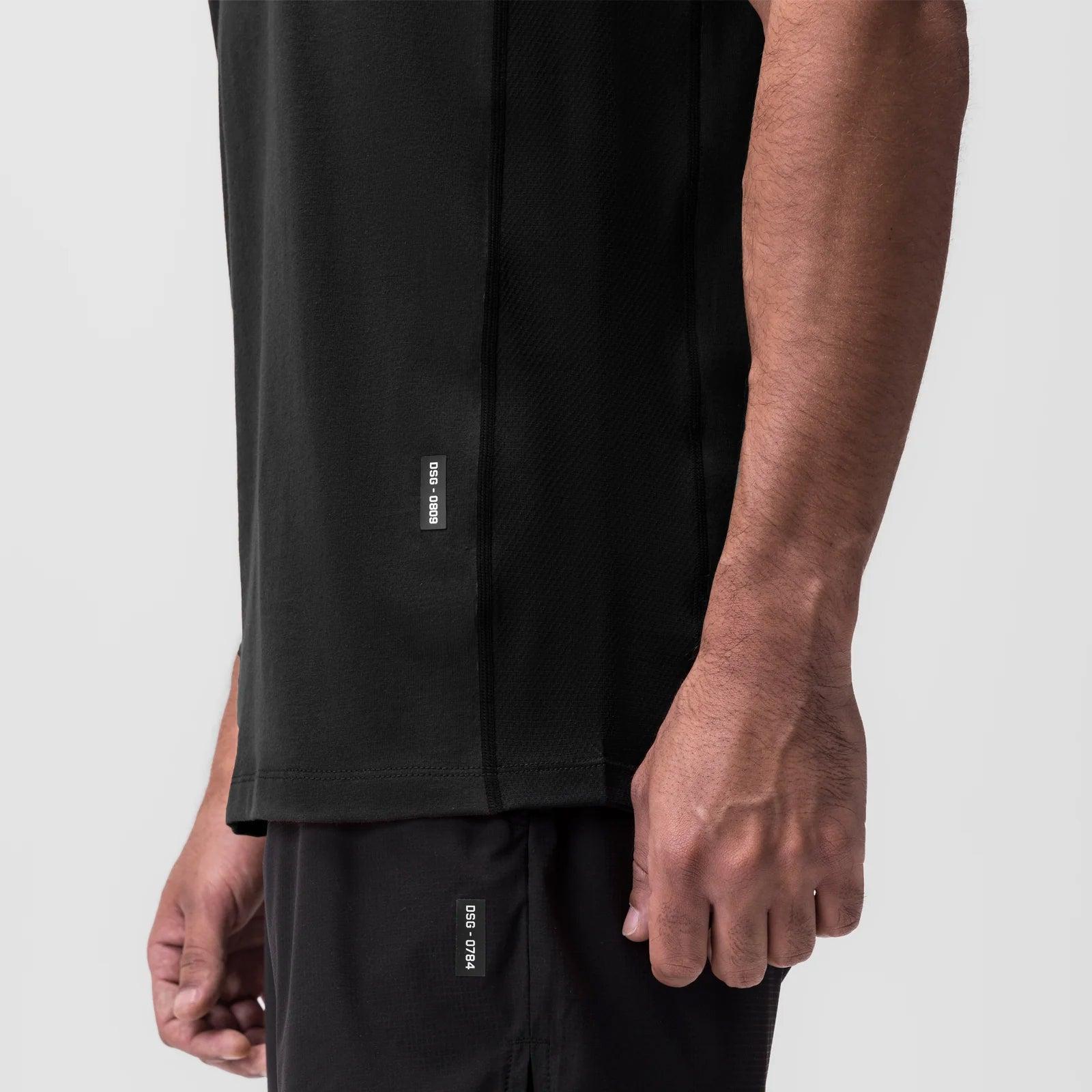 0809. Supima® Mesh Panel Training Singlet  - Black Product Image