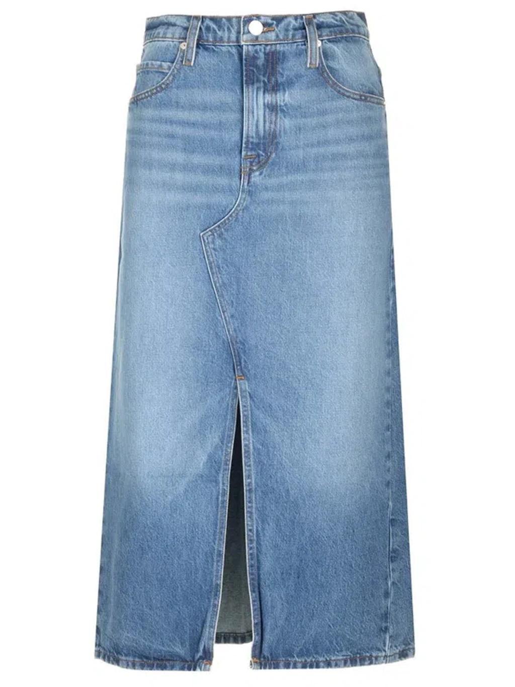 FRAME The Midaxi High Rise Midi Denim Skirt In Blue Product Image