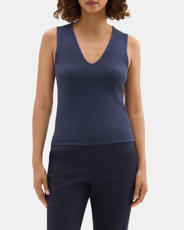 V-Neck Tank in Bouclé Silk-Blend Product Image