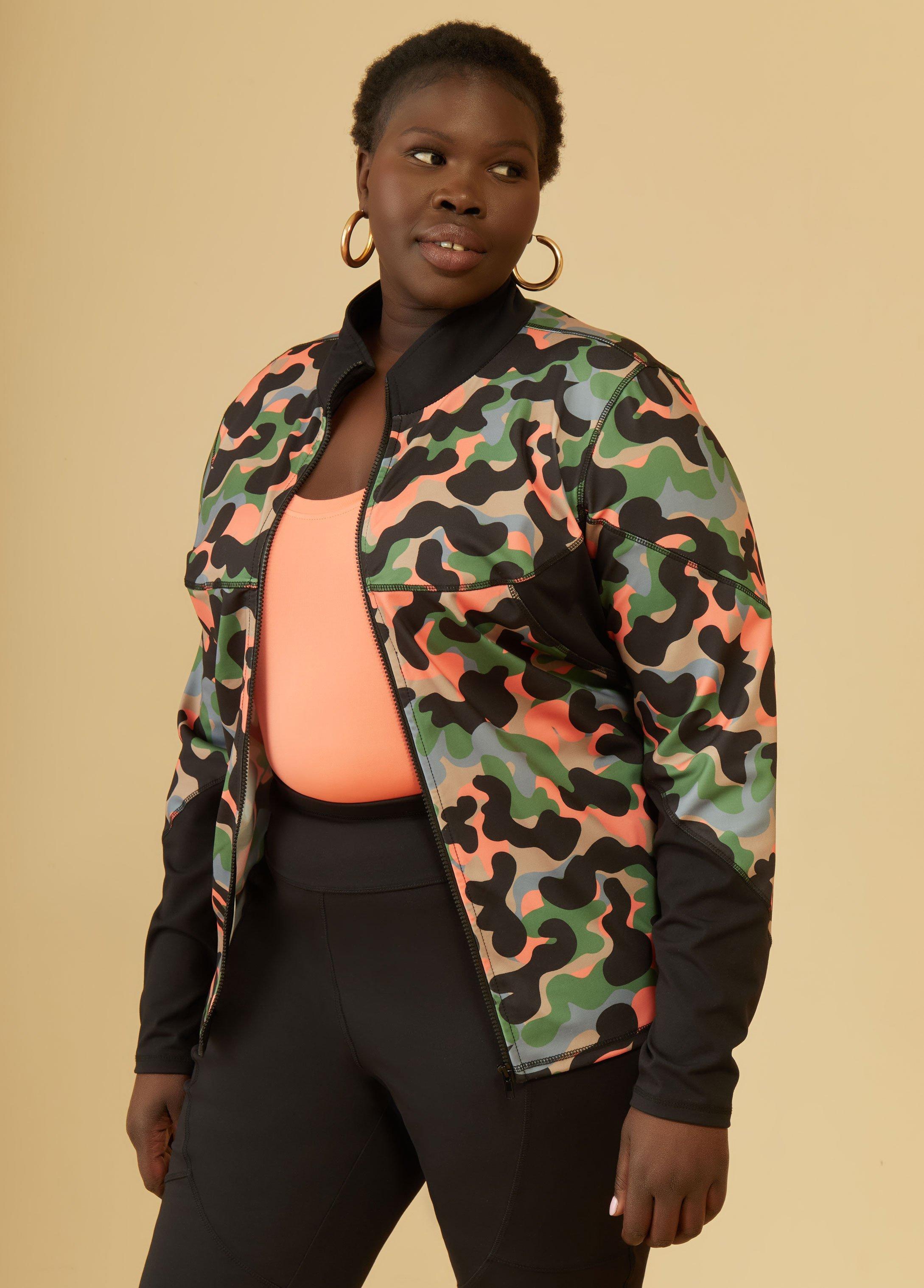 Plus Size Camo Print Paneled Jacket Ashley Stewart Product Image