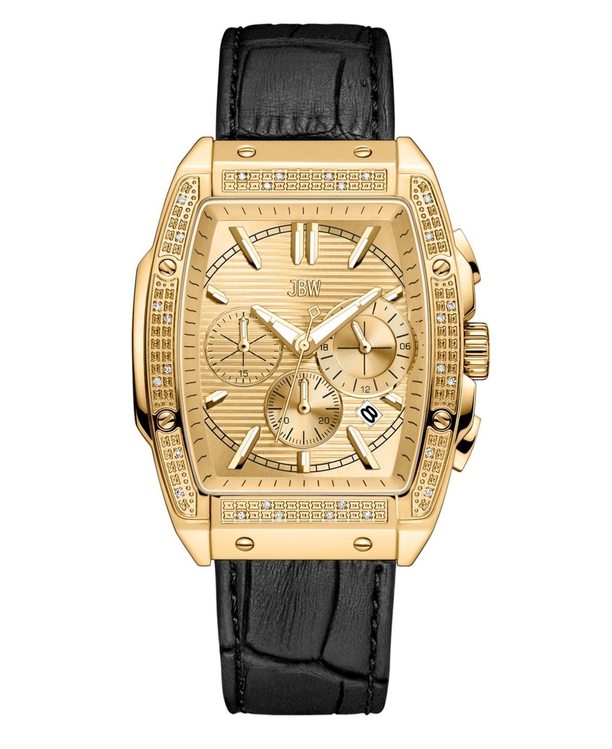 Men's JBW Echelon 1/4 CT. T.w. Diamond 18K Gold Plate Chronograph Strap Watch with Tonneau Dial (Model: J6379E) Product Image