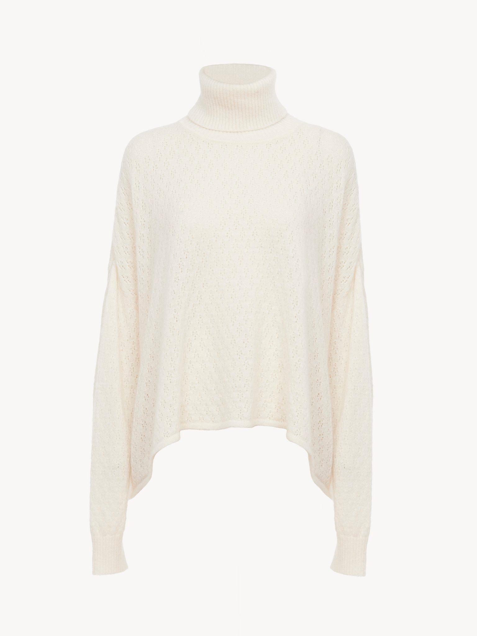 Generous turtleneck sweater in pointelle knit Product Image