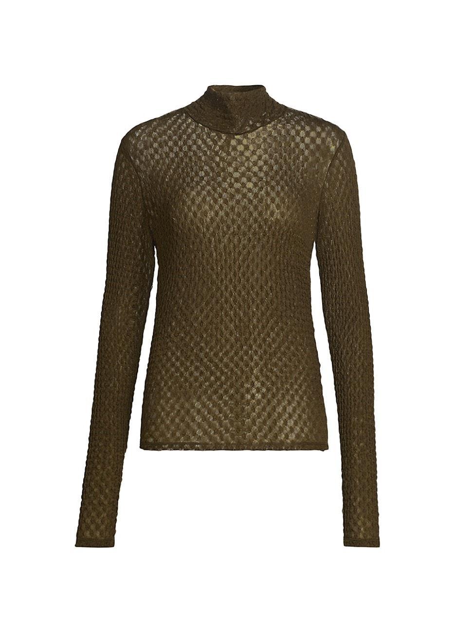 FRAME Mesh Turtleneck in White. Product Image