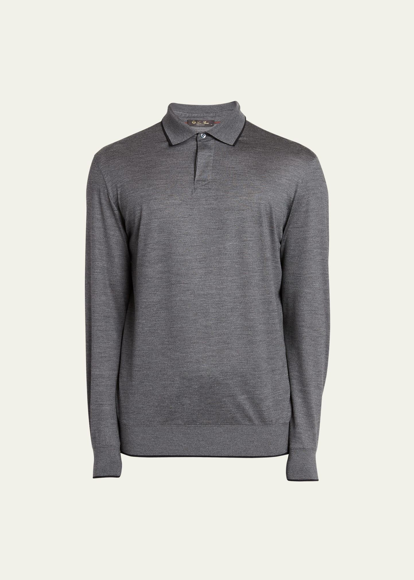 Mens Wool Jersey Long-Sleeve Polo Product Image