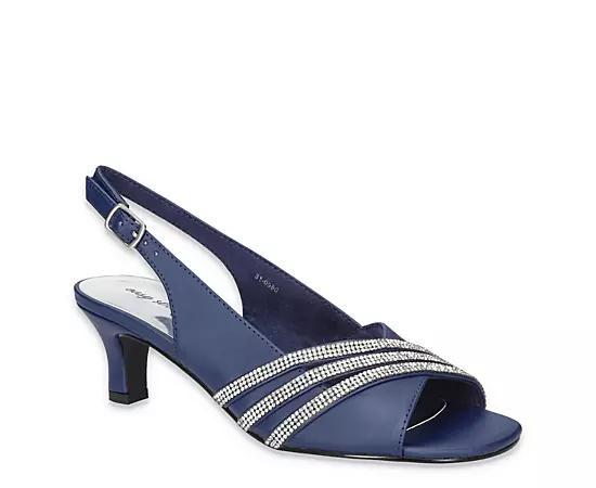 Easy Street Teton Womens Dress Heel Sandals Blue Satin Product Image