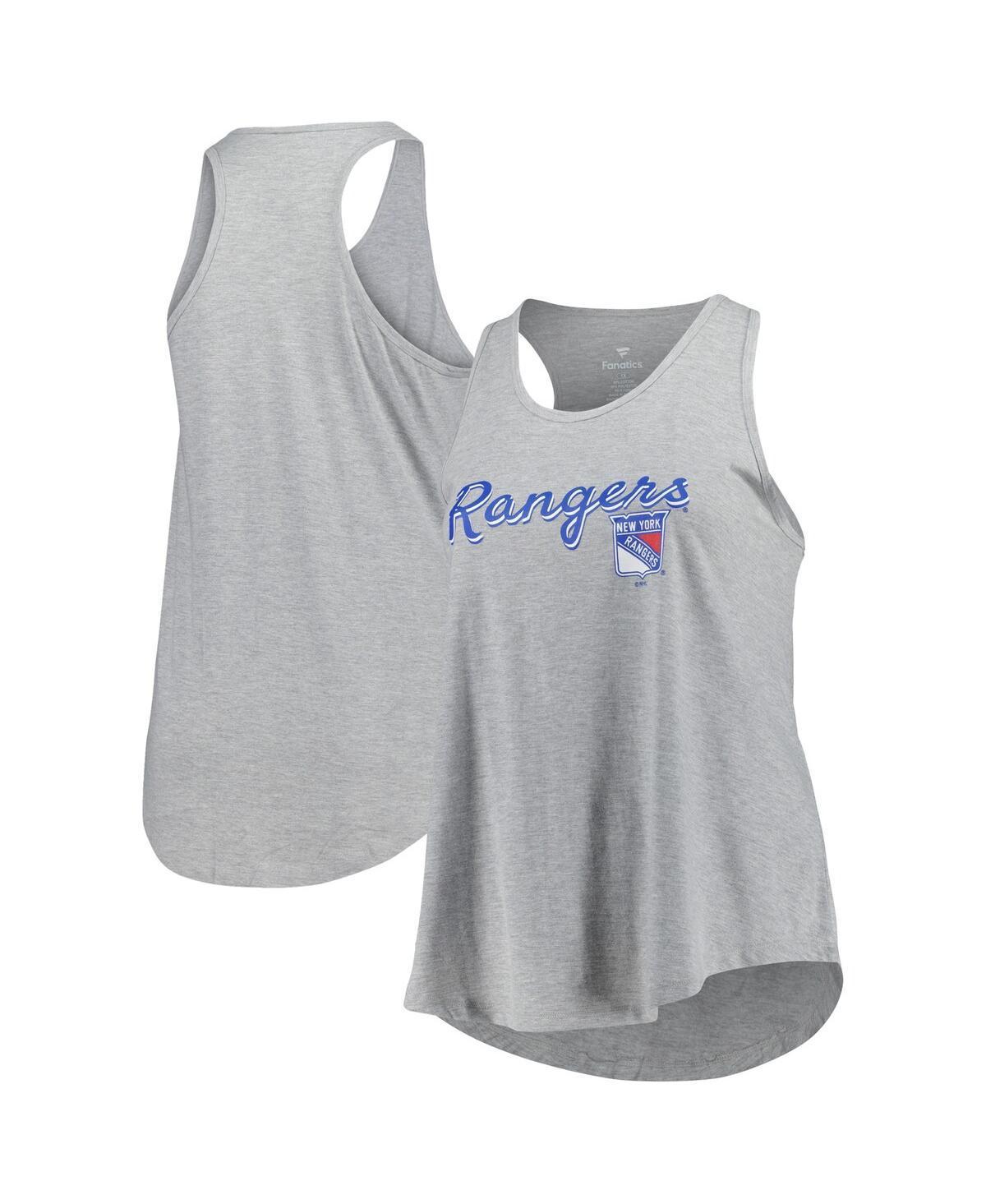 Womens Fanatics Branded Heather Gray New York Rangers Plus Size Racerback Tank Top Product Image