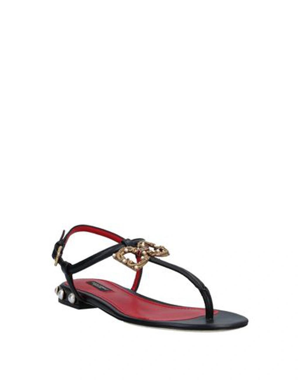 DOLCE & GABBANA Toe Strap Sandals In Black Product Image