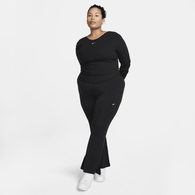 Women's Nike Sportswear Chill Knit Tight Mini-Rib Flared Leggings (Plus Size) Product Image