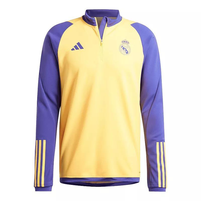 Mens adidas Gold Real Madrid AEROREADY Raglan Quarter-Zip Training Top Product Image