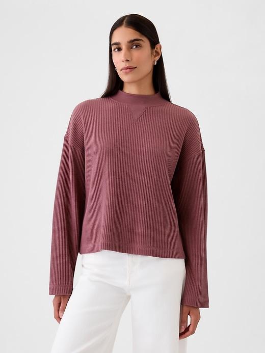 Oversized Mockneck Waffle T-Shirt Product Image