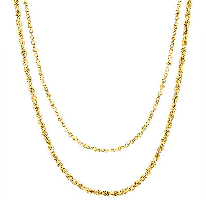 Paige Harper 14k Gold Over Recycled Brass Rope & Beaded Cable Layered Chain Necklace, Womens Gold Tone Product Image