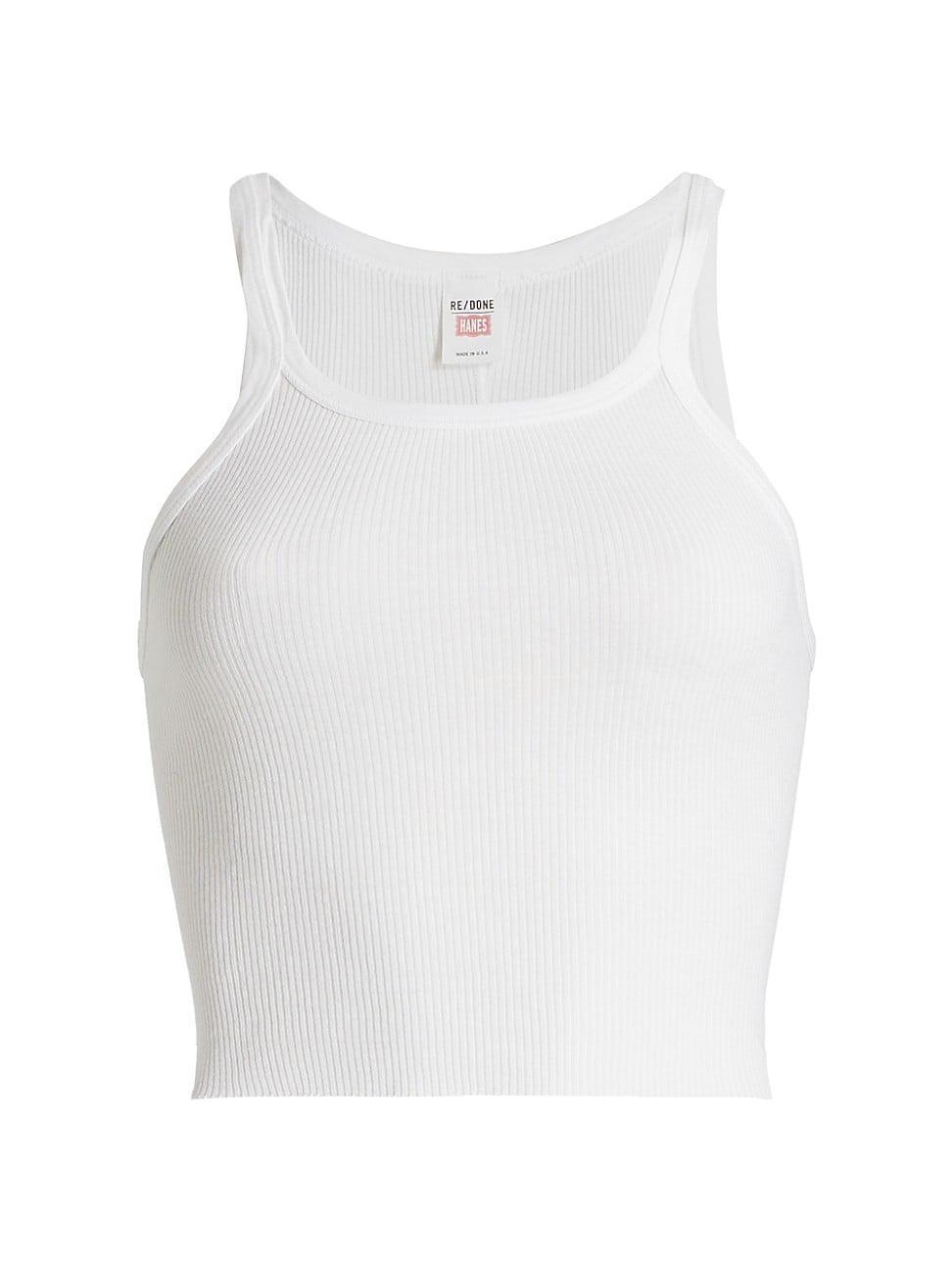 Womens Cropped Rib-Knit Tank Product Image