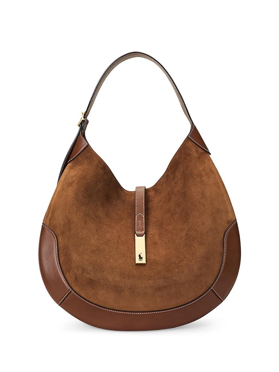 Womens Polo ID Large Suede Shoulder Bag Product Image