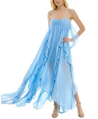 Women's Ruffled Chiffon Bandeau-Neck Gown Product Image