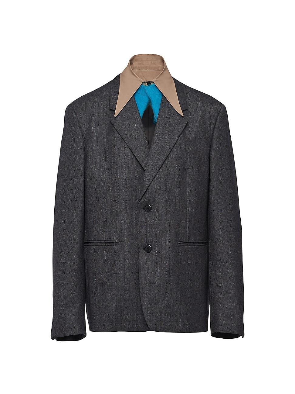 Mens Single-Breasted Wool Jacket Product Image