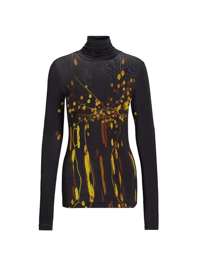 Womens Abstract Floral Turtleneck Top Product Image