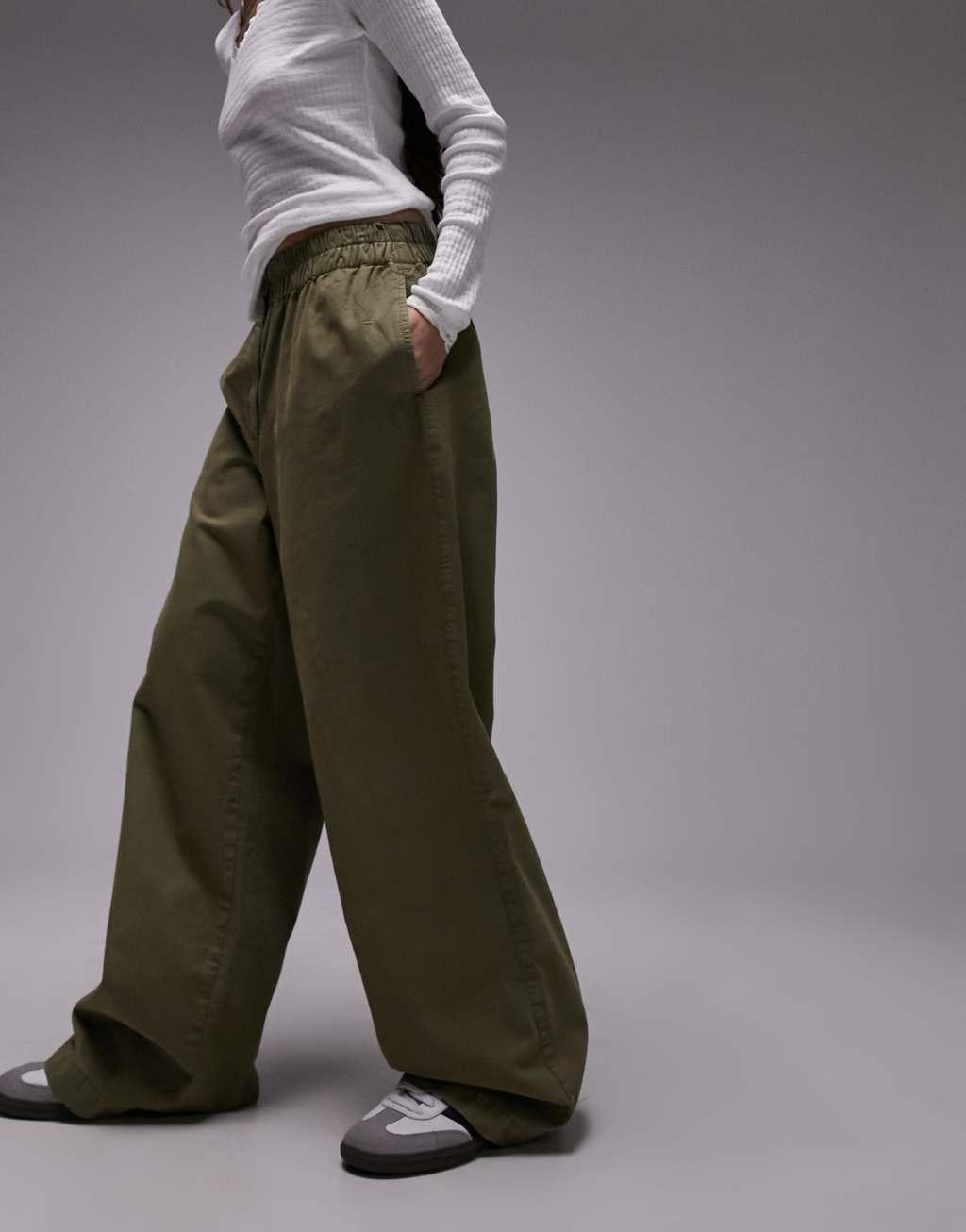 Topshop pull on button front straight leg pants Product Image