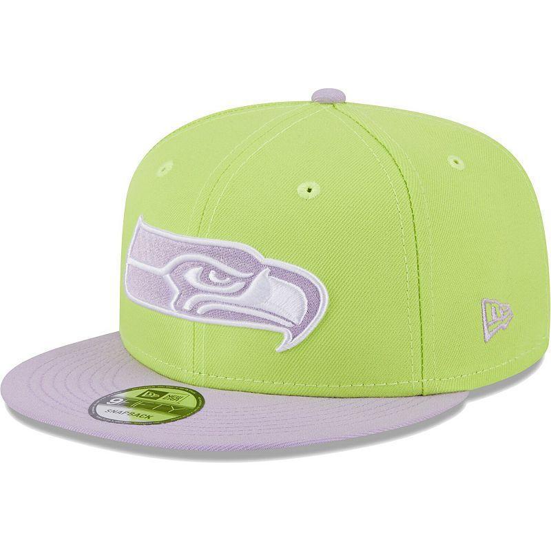 Mens New Era Neon Green/Lavender Seattle Seahawks Two-Tone Color Pack 9FIFTY Snapback Hat Product Image