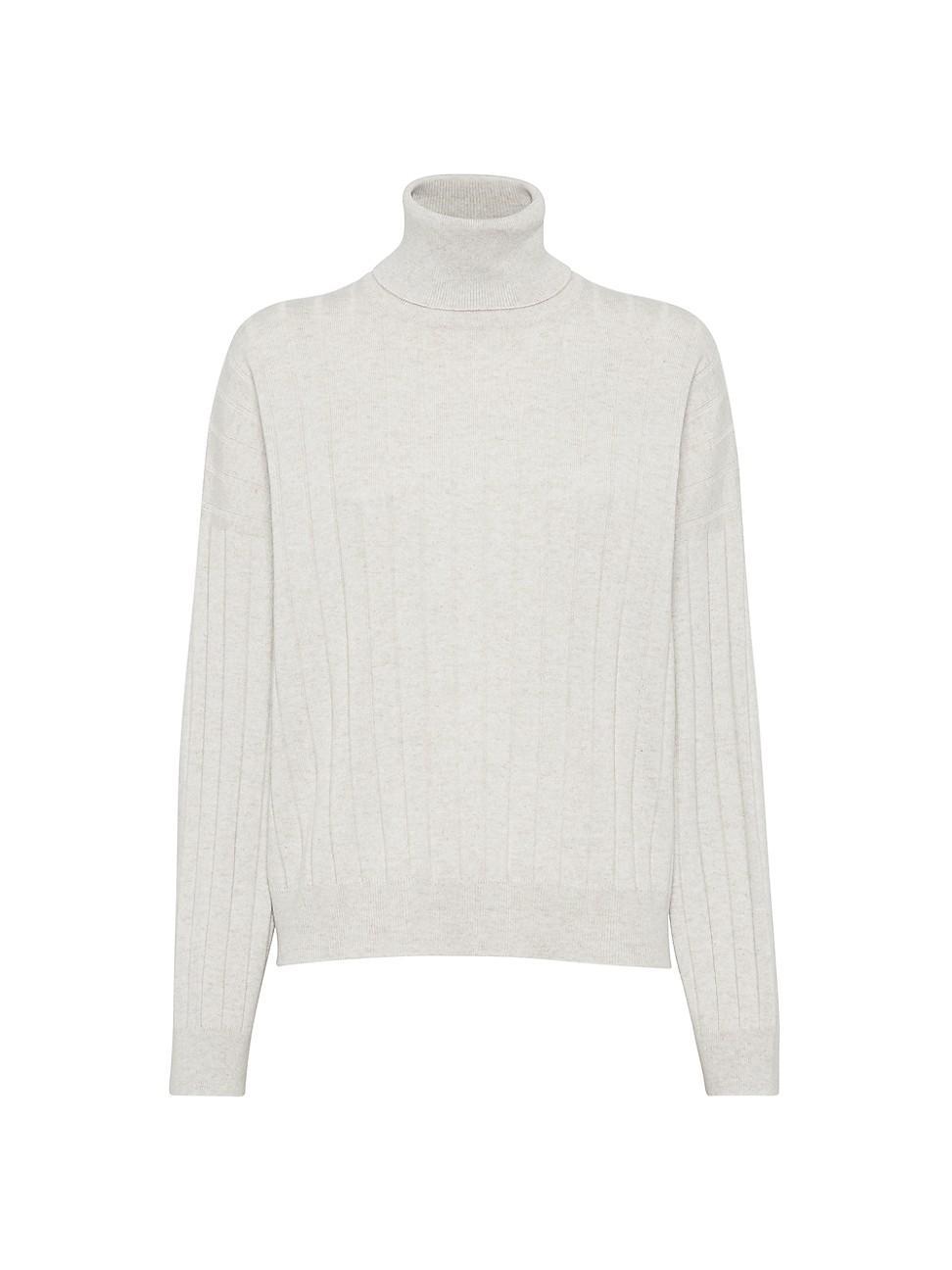 Womens Cashmere Flat Rib Turtleneck Sweater Product Image