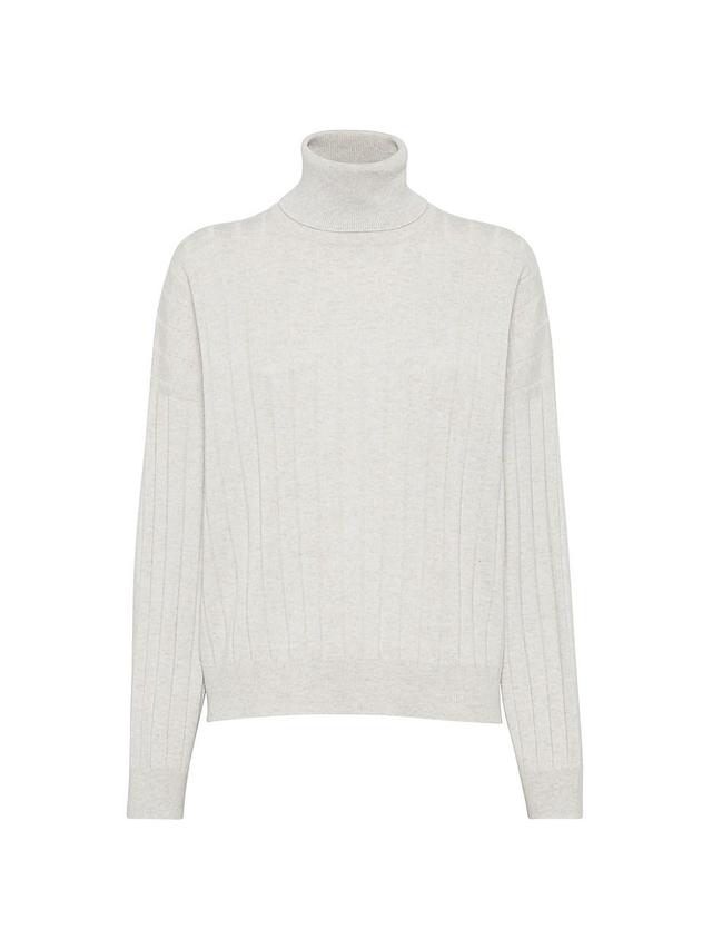 Womens Cashmere Flat Rib Turtleneck Sweater Product Image