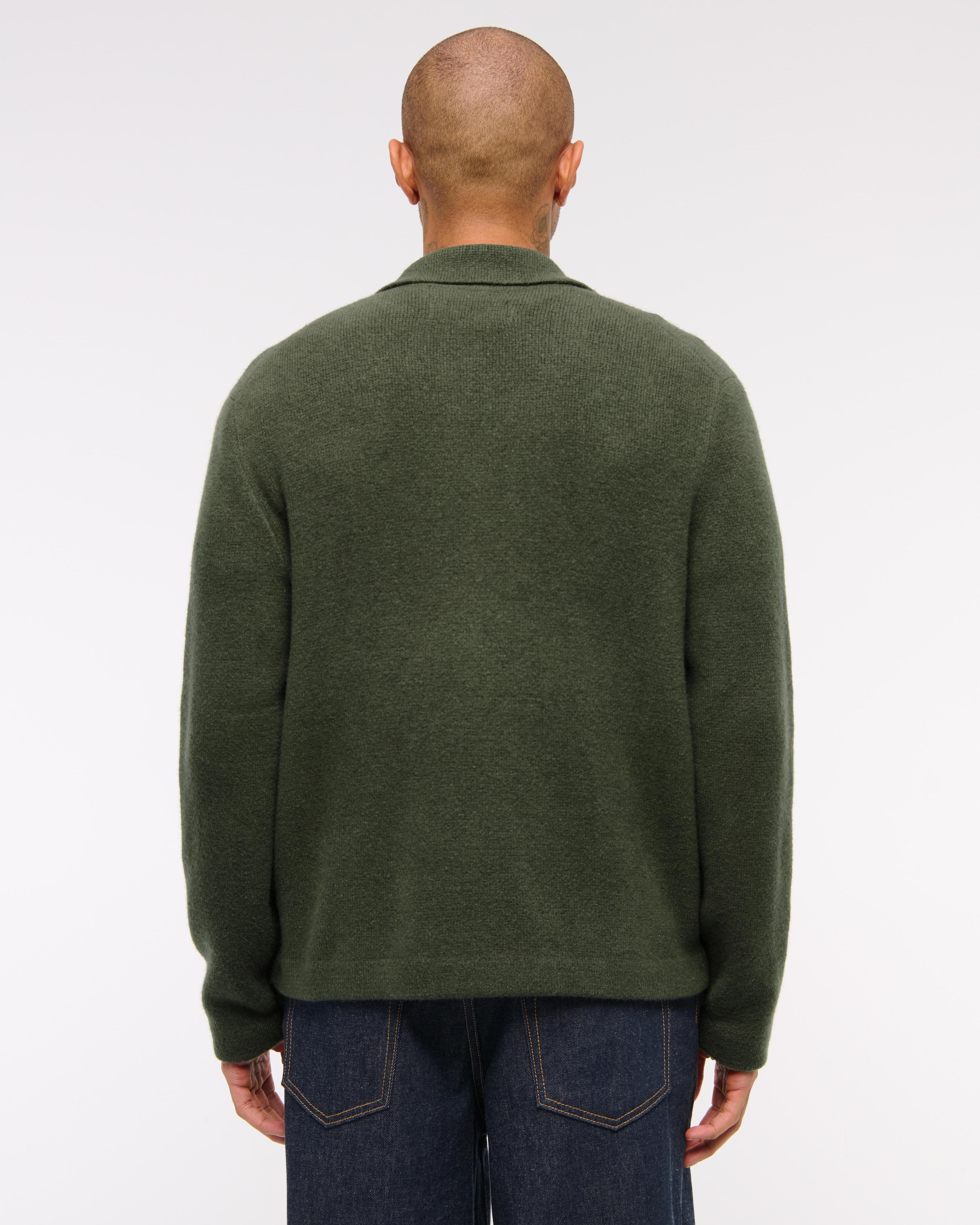 Cropped Sweater Shirt Jacket Product Image