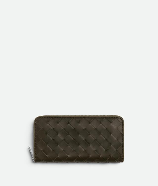 Men's Intrecciato Zip Around Wallet in Kaki/dark praline Product Image