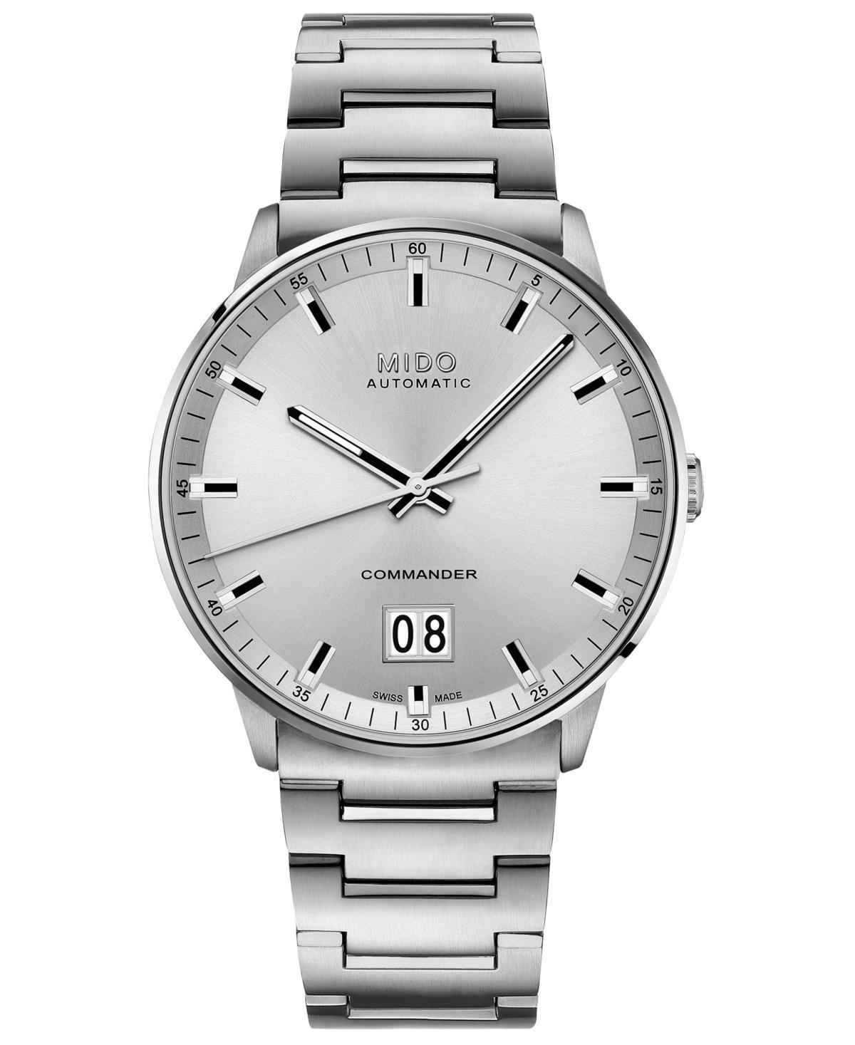 Mido Mens Swiss Automatic Commander Ii BigDate Stainless Steel Bracelet Watch 42mm Product Image