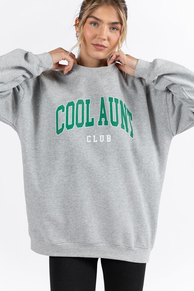 Cool Aunt Club Light Grey Oversized Graphic Sweatshirt Product Image