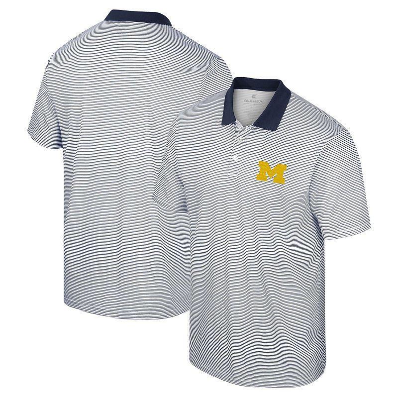 Mens Colosseum /Black Michigan Wolverines Print Stripe Polo Product Image