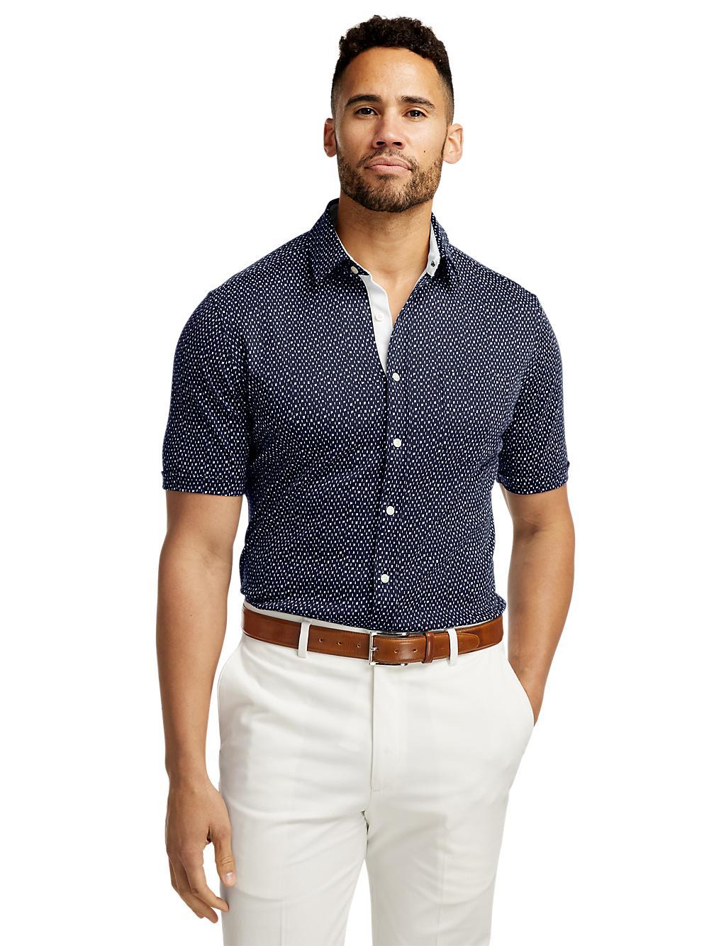 Cotton Button Front Polo - Navy/white Product Image