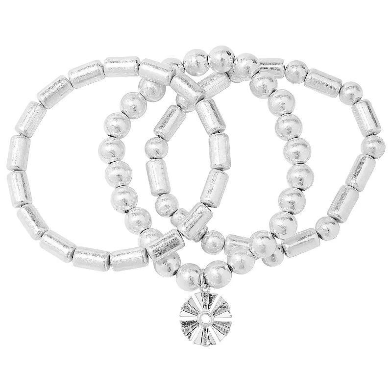 Sonoma Goods For Life Silver Tone Starburst Stretch Bracelets Set, Womens, None Product Image