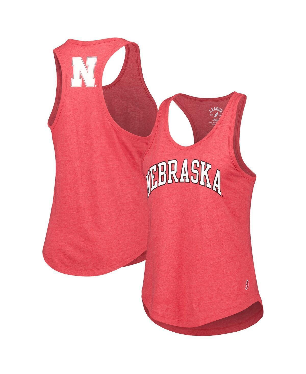 Womens League Collegiate Wear Heather Scarlet Nebraska Huskers Two-Hit Intramural Tri-Blend Scoop Neck Racerback Tank Top Product Image