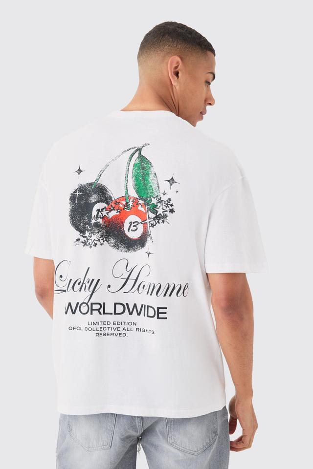 Oversized Lucky Homme Print T-shirt | boohooMAN USA Product Image