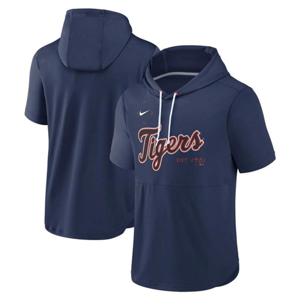 NIKE Navy Cleveland Guardians Springer Short Sleeve Team Pullover Hoodie Product Image