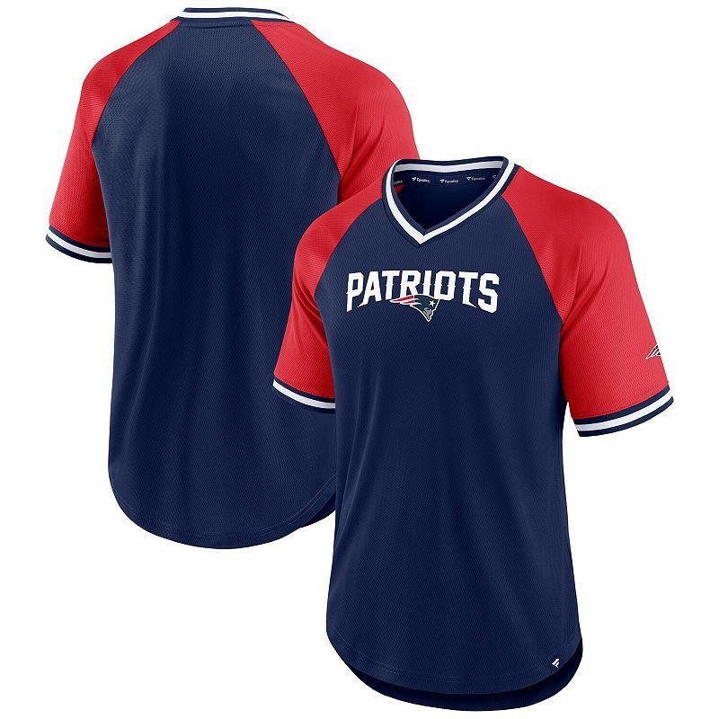 Mens Fanatics Branded /Red New England Patriots Second Wind Raglan V-Neck T-Shirt Blue Product Image