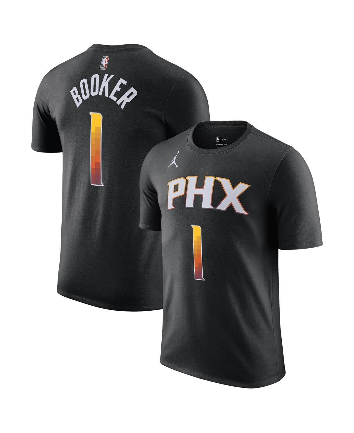 Mens Jordan Devin Booker Black Phoenix Suns 2022/23 Statement Edition Name and Number T-shirt Product Image