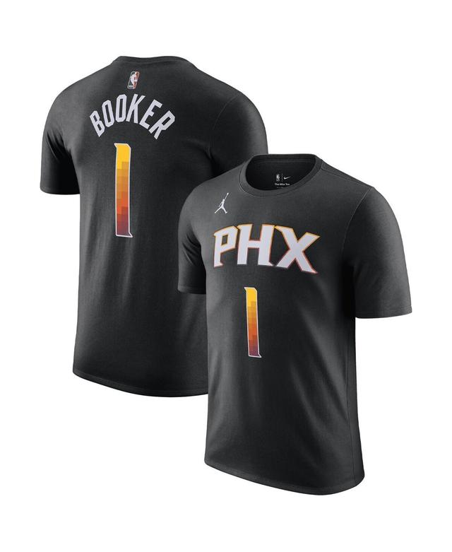 Mens Jordan Devin Booker Black Phoenix Suns 2022/23 Statement Edition Name and Number T-shirt Product Image