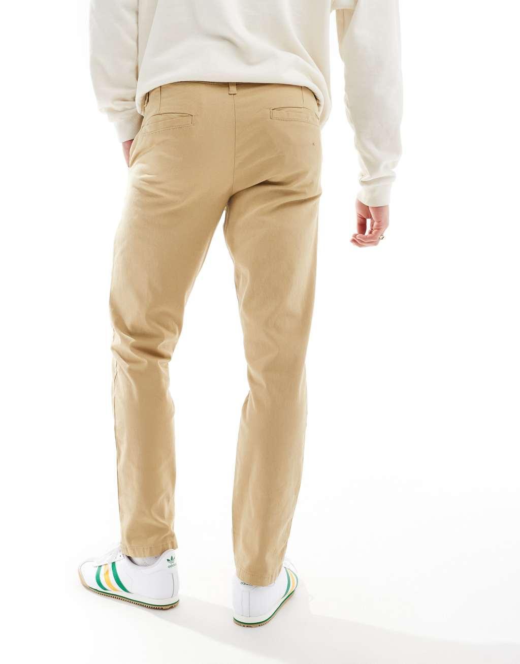 ASOS DESIGN slim chinos in beige Product Image