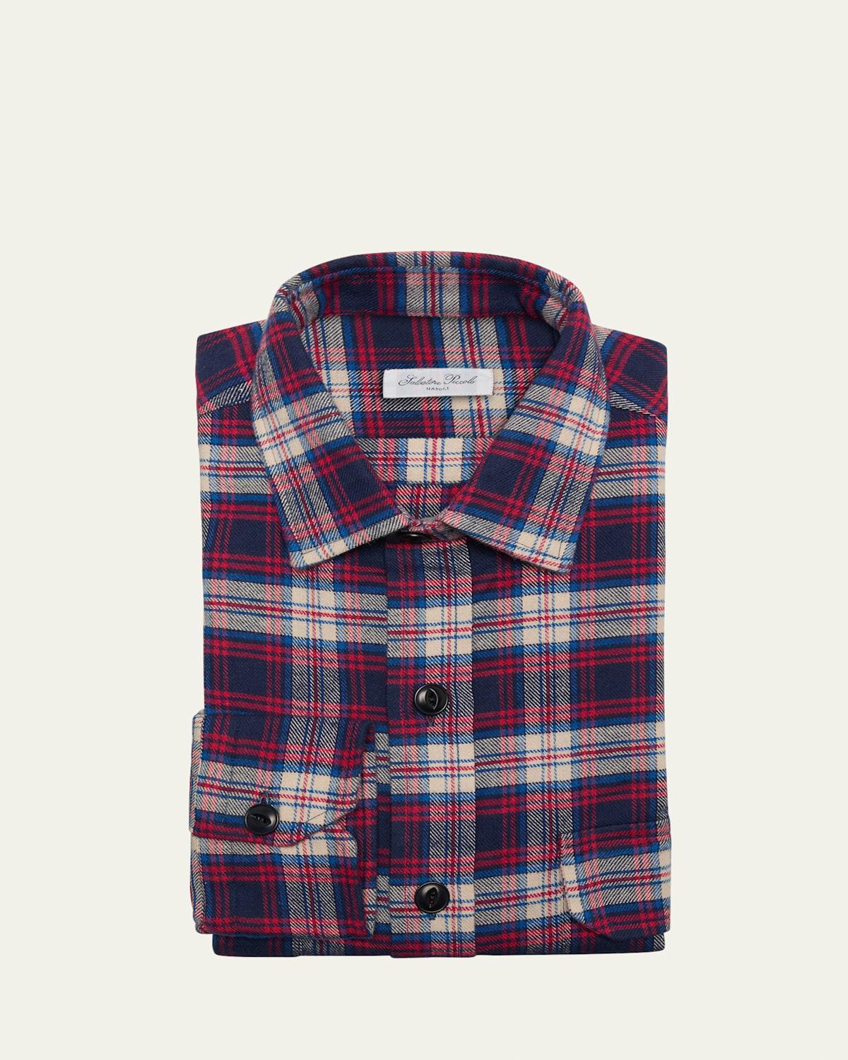 Mens Plaid Flannel Casual Button-Down Shirt Product Image