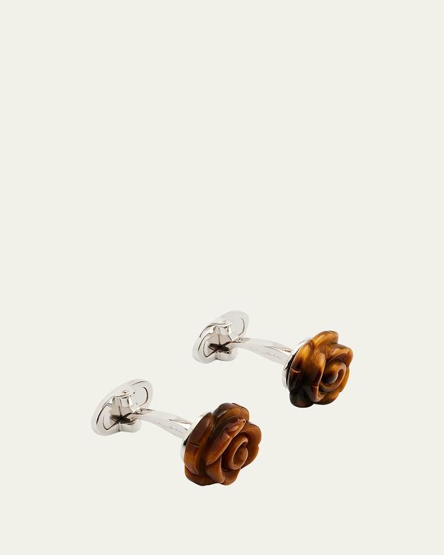 Jan Leslie Men's Carved Tiger's Eye Rose Cufflinks Product Image