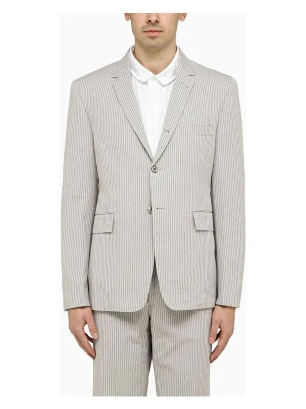 Men's Light Single-breasted Pinstripe Jacket In Grey Product Image